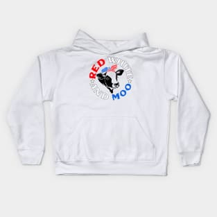 Funny Patriotic Cow Shirt Red White and Moo American Farm Kids Hoodie